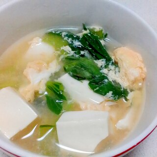 【簡単】チンゲンサイと豆腐の卵スープ